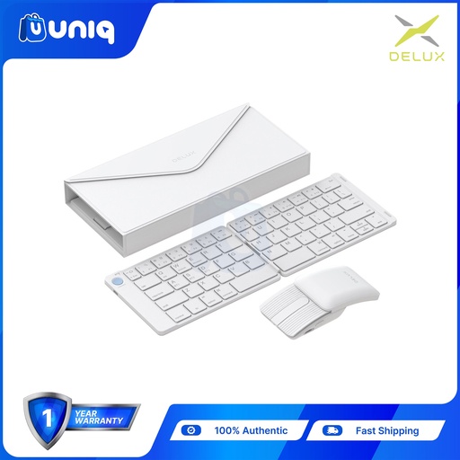 [Delux-16_White] Delux PockCombo KF10+MF10PRO+Leather Bag Pocket-sized keyboard and Mouse Combo (White)
