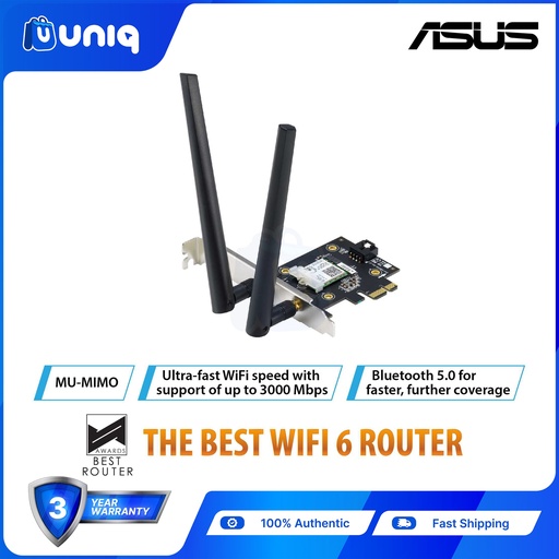 [ASUS-115] ASUS PCE-AX3000 AX3000 Dual Band PCI-E Wi-Fi 6 Bluetooth 5.0 Network Card (BULK PACK, NO BOX)