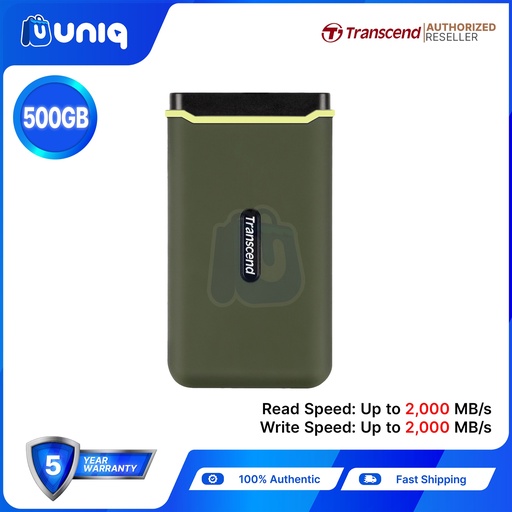 [Portable SSD-40_380C_500] Transcend ESD380C 500GB Portable SSD (Military Green) (TS500GESD380C)