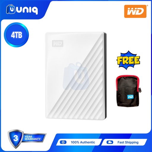 [Ext HDD-31C_White] WD My Passport 4TB (White) Portable Hard Drive with FREE Soft Pouch
