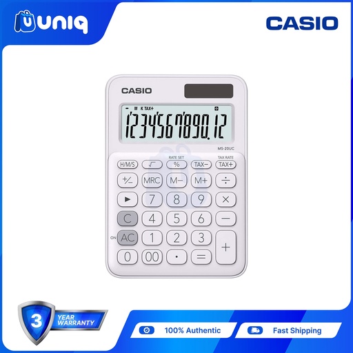 [Casio-025_White] Casio MS-20UC-WE (White) Mini Desk Type Calculator