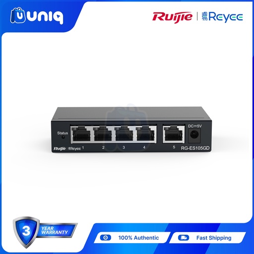 [Reyee-14] Reyee by Ruijie RG-ES105GD 5-port 10/100/1000Mbps Unmanaged Non-PoE Switch