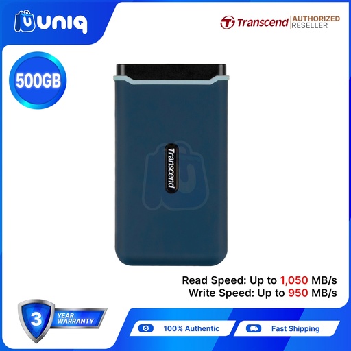 [Portable SSD-40_370C_500] Transcend ESD370C 500GB Portable SSD (Navy Blue) (TS500GESD370C)