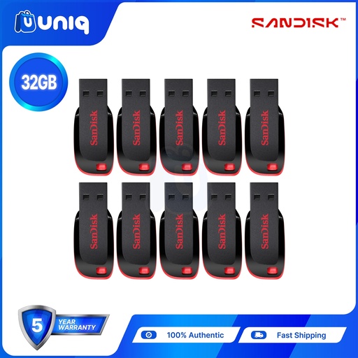 [AC-25KB_SetOf10] Sandisk Cruzer Blade 32GB USB 2.0 Flash Drive - BLACK (SET OF 10)