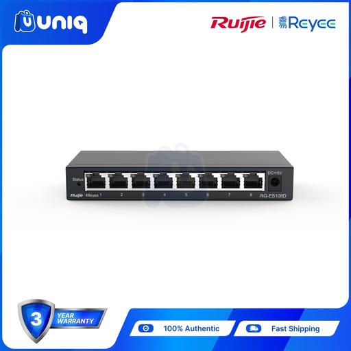 [Reyee-13] Reyee by Ruijie RG-ES108D 8-port 10/100Mbps Desktop Unmanaged Switch