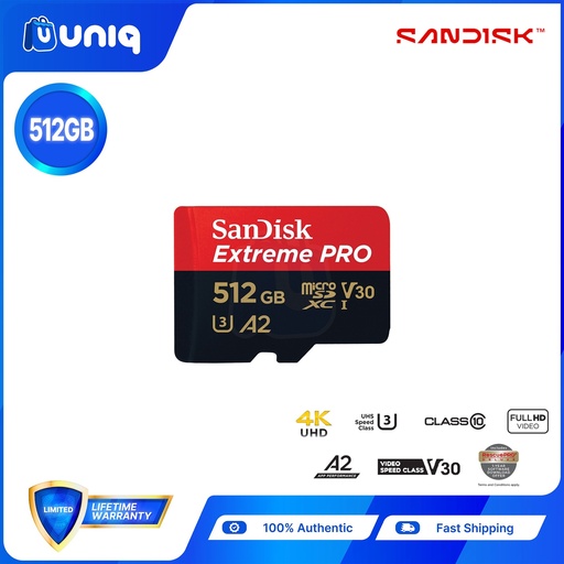 [Memory Card-54_512] Sandisk Extreme PRO microSD UHS-I Card with Adapter ~ 512GB (SDSQXCD)
