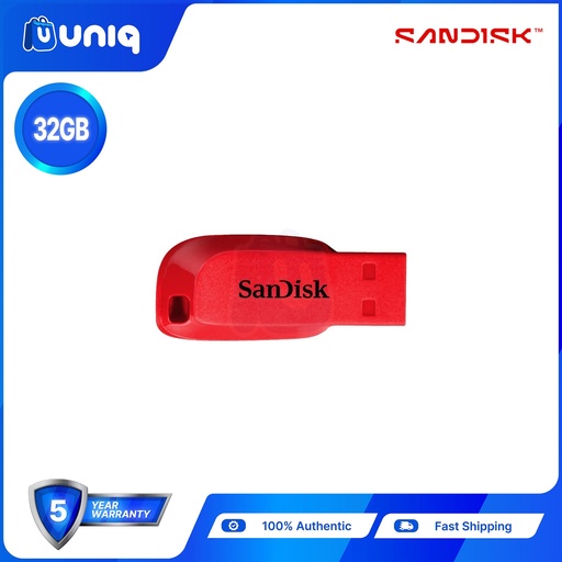 [AC-25KB_Red] Sandisk Cruzer Blade 32GB USB 2.0 Flash Drive - RED