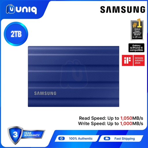 [Portable SSD-36B_Blue] Samsung T7 Shield 2TB (Blue) USB 3.2 Portable SSD