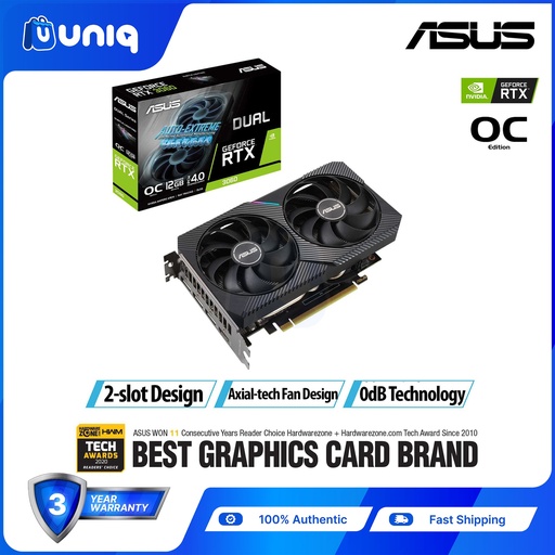 [ASUS-78KV2] SALE!!! ASUS Dual GeForce RTX 3060 V2 OC Edition 12GB GDDR6 Graphics Card (DUAL-RTX3060-O12G-V2)