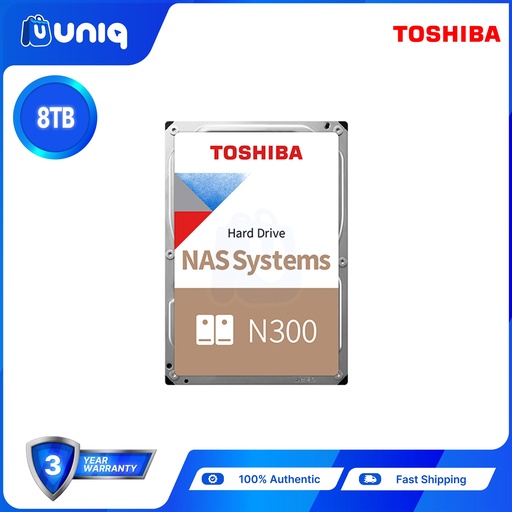 [HDD-19_8TB] Toshiba N300 8TB NAS 3.5" SATA Hard Drive (HDWG180UZSVA)