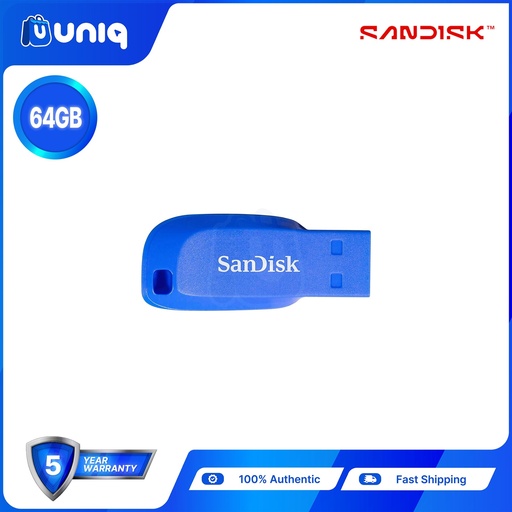 [AC-25KE_Blue] Sandisk Cruzer Blade 64GB USB 2.0 Flash Drive - ELECTRIC BLUE