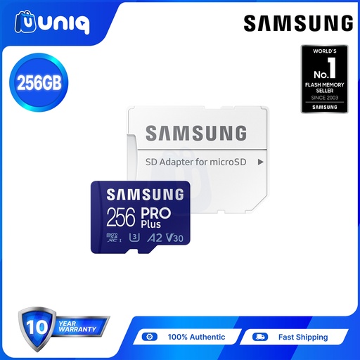 [Memory Card-50B] Samsung PRO Plus 256GB MicroSD Memory Card with SD Adapter (MB-MD256KA)