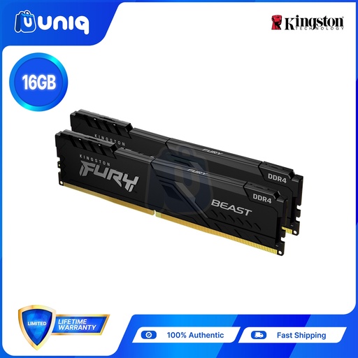 [MEM-26BK2_2666] Kingston Fury Beast (Black) 16GB (2x 8GB) 2666MHz DDR4 CL16 (KF426C16BBK2/16)