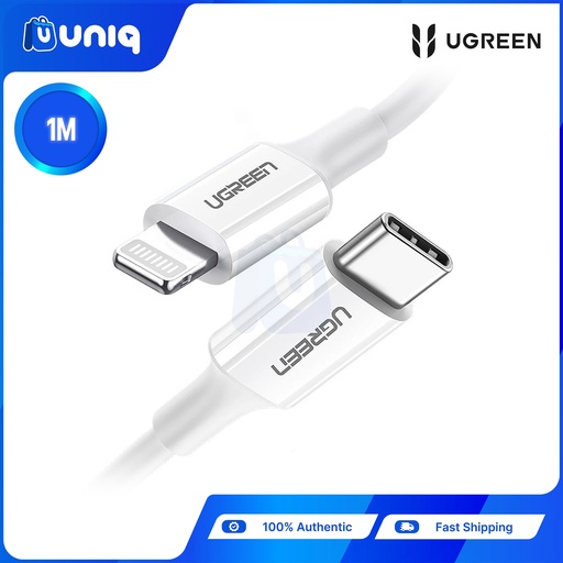 [UGREEN-07Rubber] UGREEN 10493 USB-C to Lightning Cable 1m (White)