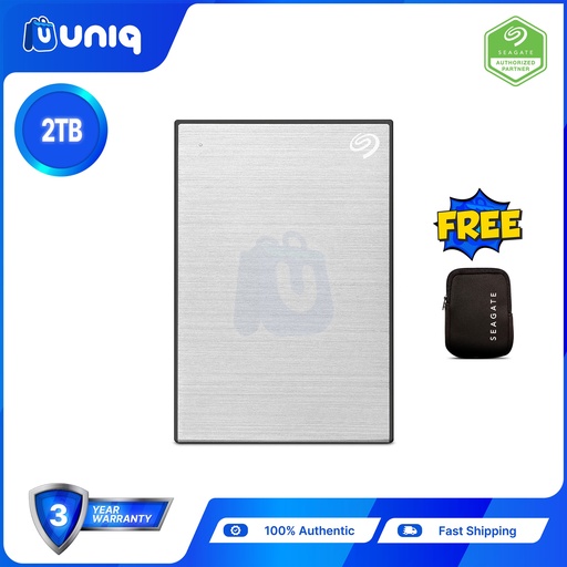 [Ext HDD-36B_Silver] Seagate One Touch 2TB (Silver) Portable Hard Drive (STKY2000401) with FREE Seagate Pouch
