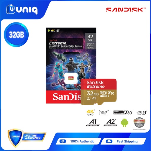 [Memory Card-21B_Gaming] Sandisk Extreme microSD UHS-I Card for Mobile Gaming ~ 32GB (SDSQXAF)