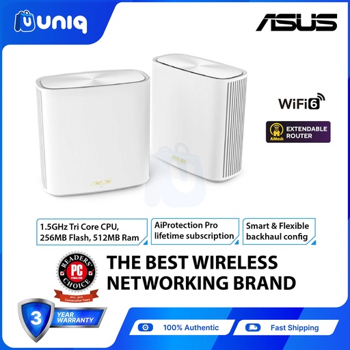 [ASUS-108C] Asus ZenWiFi XD6 AX5400 Whole-Home Dual-Band Mesh WiFi 6 System (2-Pack, White)