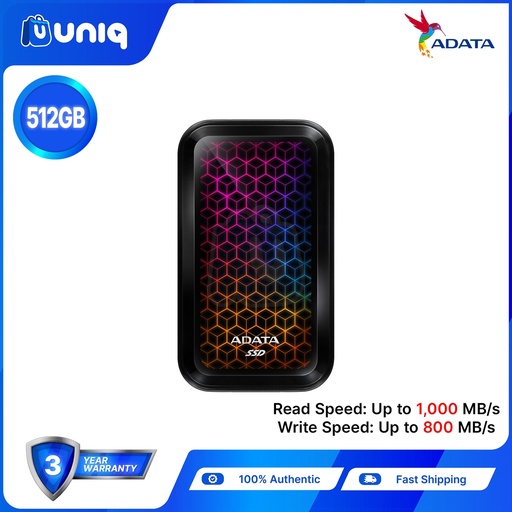 [Portable SSD-30A] SALE!!! Adata SE770G 512GB RGB Type-C  Portable SSD(ASE770G-512GU32G2-CBK)