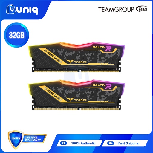 [MEM-14B] Team Elite T-Force Delta TUF Gaming Alliance 32GB (2x16GB) RGB DDR4 3200MHz (TF9D432G3200HC16FDC01) Desktop Memory