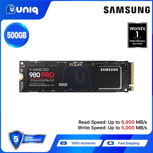 [SSD-52A] Samsung 980 PRO 500GB NVME M.2 PCIE Internal SSD (MZ-V8P500BW)