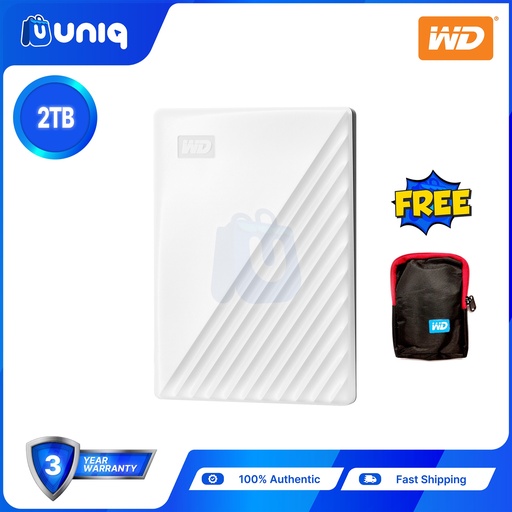 [Ext HDD-31B_White] WD My Passport 2TB (White) Portable Hard Drive with FREE WD Soft Pouch