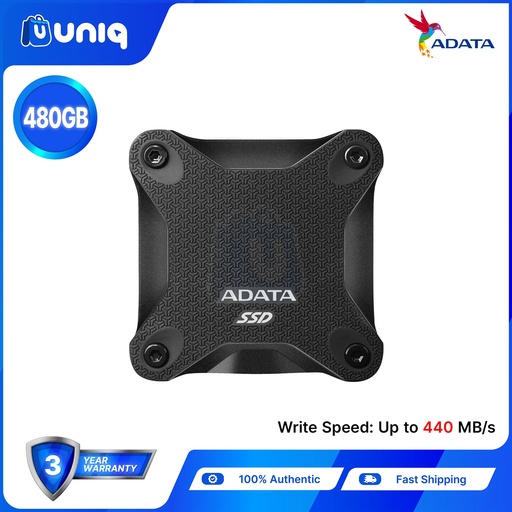 [Portable SSD-21A] SALE!!! Adata SD600Q 480GB Durable Portable SSD (ASD600Q-480GU31-CBK)