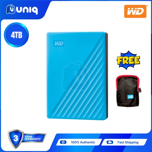 [Ext HDD-31C_Blue] WD My Passport 4TB (Blue) Portable Hard Drive with FREE Soft Pouch