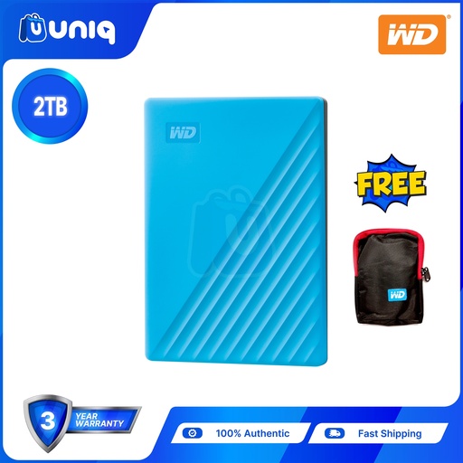 [Ext HDD-31B_Blue] WD My Passport 2TB (Blue) Portable Hard Drive with FREE WD Soft Pouch