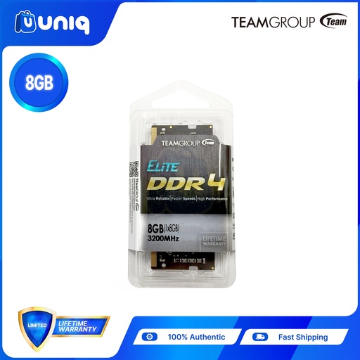 [MEM-19A_3200] Team Elite SO-DIMM 8GB DDR4 3200MHz CL22 (TED48G3200C22-S01)