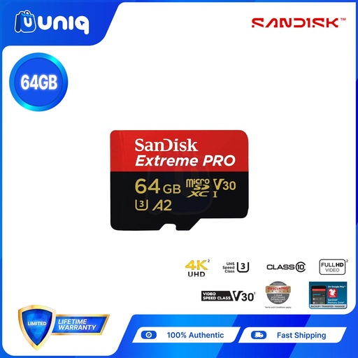 [Memory Card-54_64] Sandisk Extreme PRO microSD UHS-I Card with Adapter ~ 64GB (SDSQXCU)