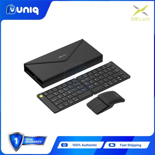 [Delux-16_Black] Delux PockCombo KF10+MF10PRO+Leather Bag Pocket-sized keyboard and Mouse Combo (Black)