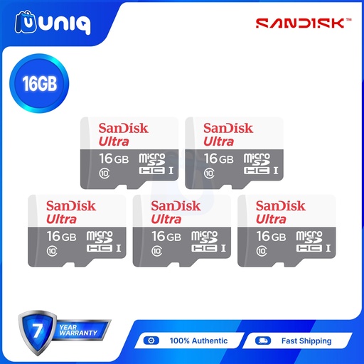[Memory Card-15A_Set5] Sandisk Ultra microSD UHS-I Card ~ 16GB (SDSQUNS) - SET of 5