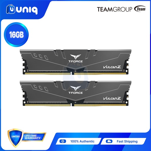 [MEM-17A_VulcanZ] Team Elite T-Force Vulcan Z 16GB (2X8GB) DDR4 3200MHZ Desktop Memory Module (Gray)