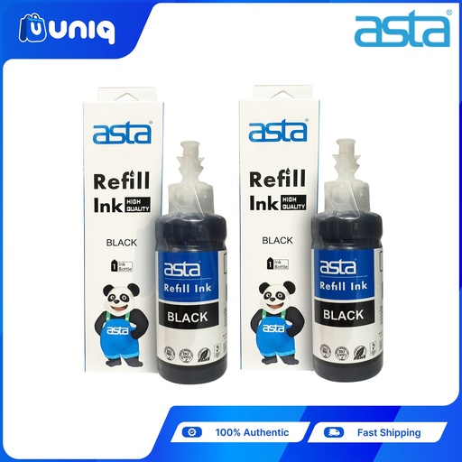 [ASTA-Epson_BlackSetOf2] ASTA Vivid High Quality Refill Ink for EPSON CISS Printers 100ml. (Black) SET OF 2
