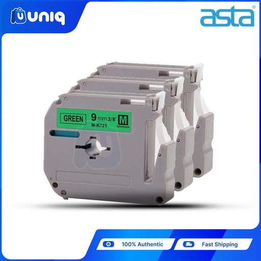 [ASTA P-Touch_03Setof3] ASTA 3pcs. MK-721 Label Tapes for Brother P-touch Label Printer 9mm (Black on Green)
