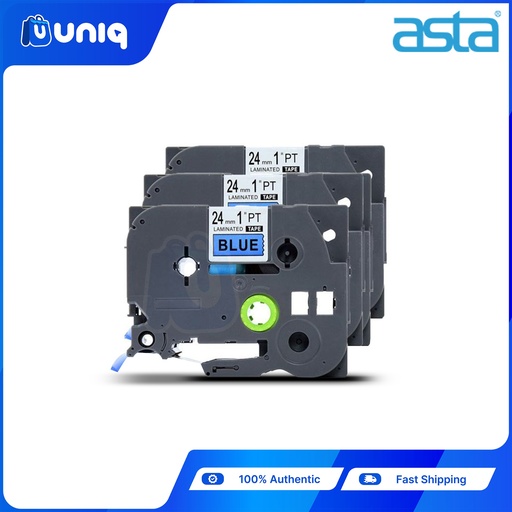 [ASTA Label Casette_36Setof3] ASTA 3pcs. TZ-551 Label Tapes for Brother P-touch Label Printer 24mm (Black on Blue)