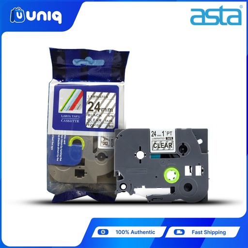 [ASTA Label Casette_37] ASTA TZ-151 Label Tapes for Brother P-touch Label Printer 24mm (Black on Clear)
