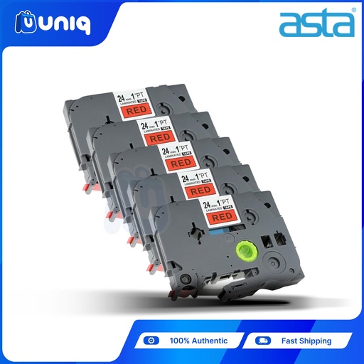 [ASTA Label Casette_39Setof5] ASTA 5pcs. TZ-451 Label Tapes for Brother P-touch Label Printer 24mm (Black on Red)
