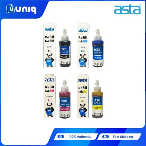 ASTA Vivid High Quality Refill Ink for CANON CISS/ Ink tank Printers 100ml. (Choose Color on Variation)