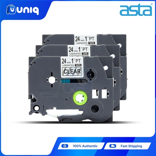 [ASTA Label Casette_37Setof3] ASTA 3pcs. TZ-151 Label Tapes for Brother P-touch Label Printer24mm (Black on Clear)