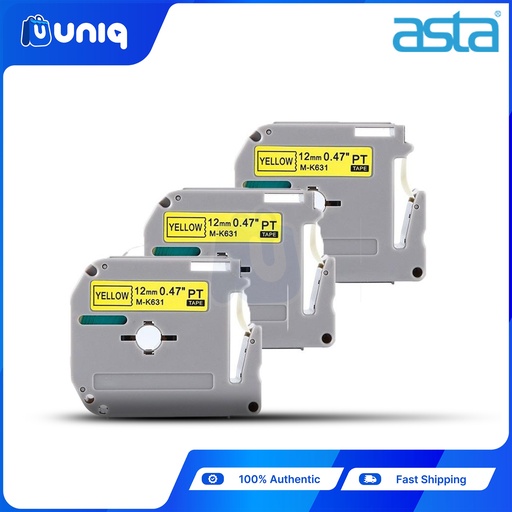 [ASTA P-Touch_05Setof3] ASTA 3pcs. MK-631 Label Tapes for Brother P-touch Label Printer 12mm (black on white)