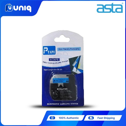 [ASTA P-Touch_06] ASTA MK-531 Label Tapes for Brother P-touch Label Printer 12mm (Black on Blue)