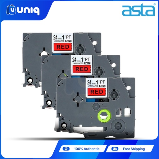 [ASTA Label Casette_39Setof3] ASTA 3pcs. TZ-451 Label Tapes for Brother P-touch Label Printer 24mm (Black on Red)
