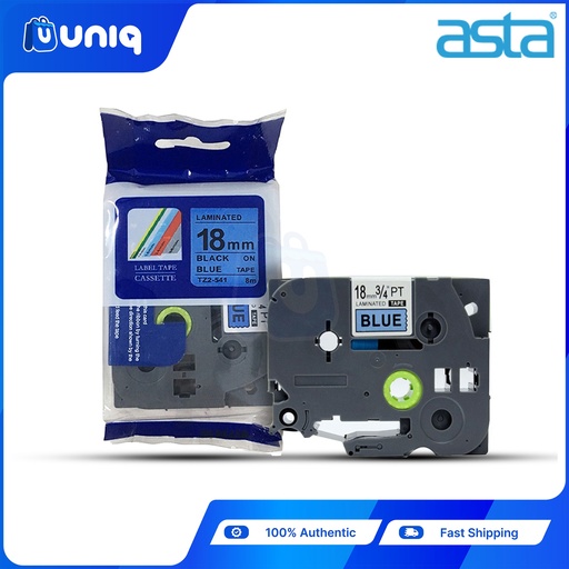[ASTA Label Casette_04] ASTA TZ-541 Label Tapes for Brother P-touch Label Printer 18mm (Black on Blue)