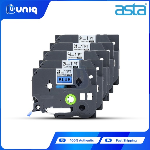 [ASTA Label Casette_36Setof5] ASTA 5pcs.TZ-551 Label Tapes for Brother P-touch Label Printer 24mm (Black on Blue)