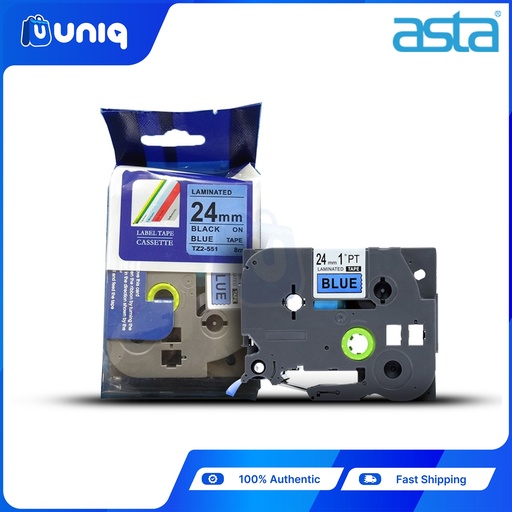 [ASTA Label Casette_36] ASTA TZ-551 Label Tapes for Brother P-touch Label Printer 24mm (Black on Blue)