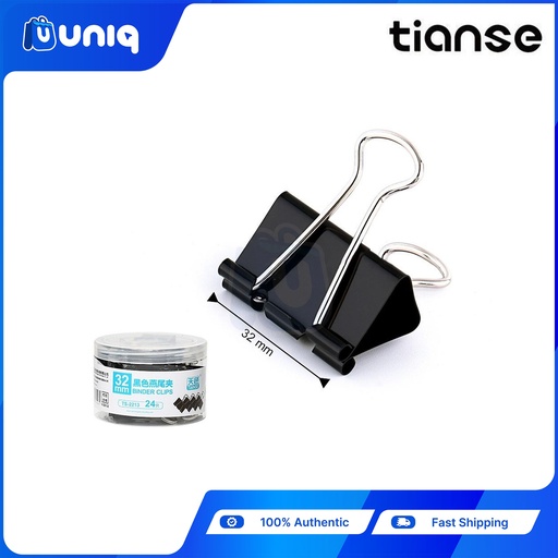 [Tianse-45] TIANSE 2213 Black Binder Clips  32mm 24pcs/box