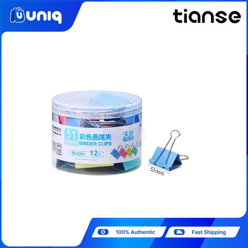 [Tianse-41] TIANSE 2201 Assorted Color Binder Clips 51mm 12pcs/box