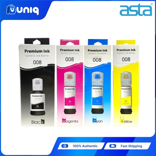 ASTA Epson 008 Pigment/Dye Generic Ink Bottle for L15150, L15180, L15160, L6490, L6460 (BCMY)