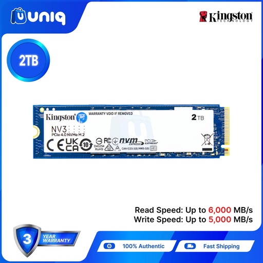 [SSD-63V3D] Kingston NV3 2TB PCIe 4.0 NVMe SSD (SNV3S/2000G)